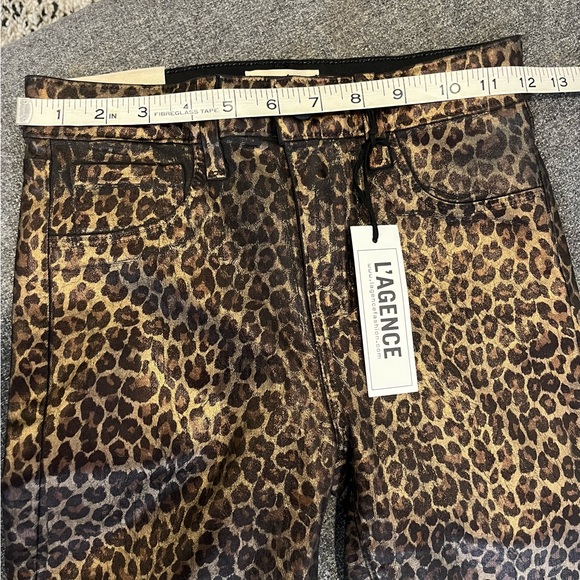 L'AGENCE Margot High Rise Foil Cheetah Print Skinny Jeans Black Size 24 NWT - Picture 12 of 14